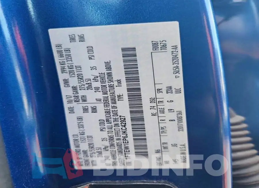 1FTEW1EP6JKC42927 Photo# 12