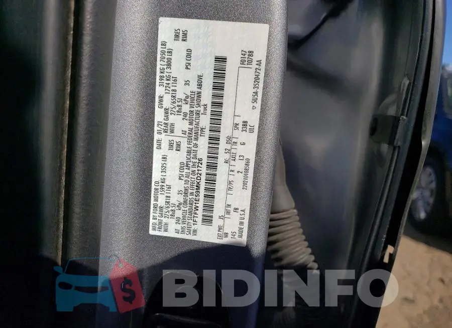 1FTFW1E59MKD21726 Photo# 12
