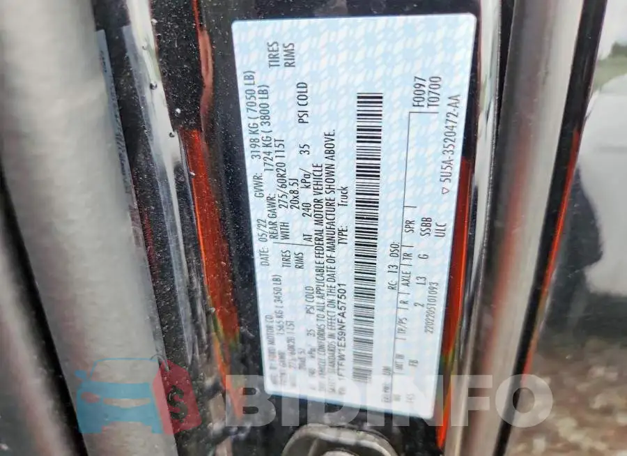 1FTFW1E59NFA57501 Photo# 13