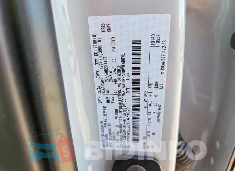 1FTFW3L80TFA71020 Photo# 12