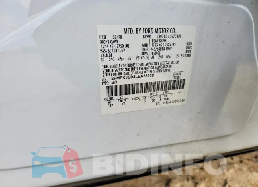 2FMPK3G93LBA58939 Photo# 13