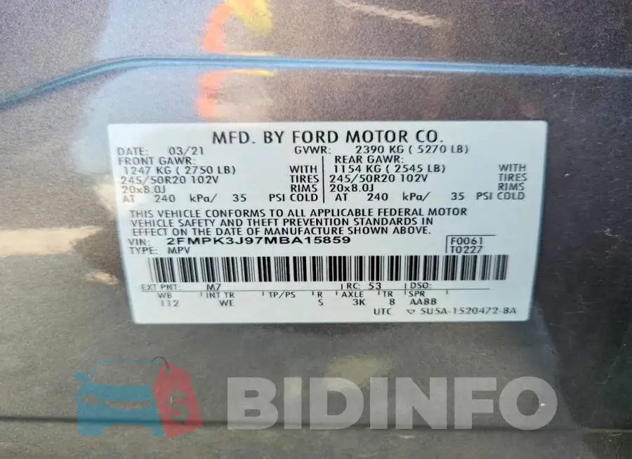 2FMPK3J97MBA15859 Photo# 12