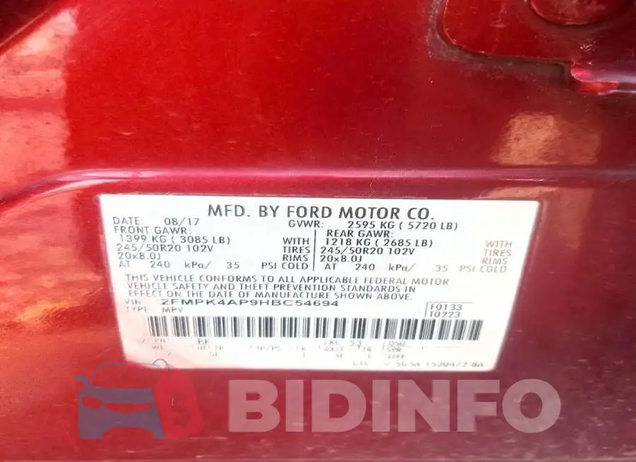 2FMPK4AP9HBC54694 Photo# 13