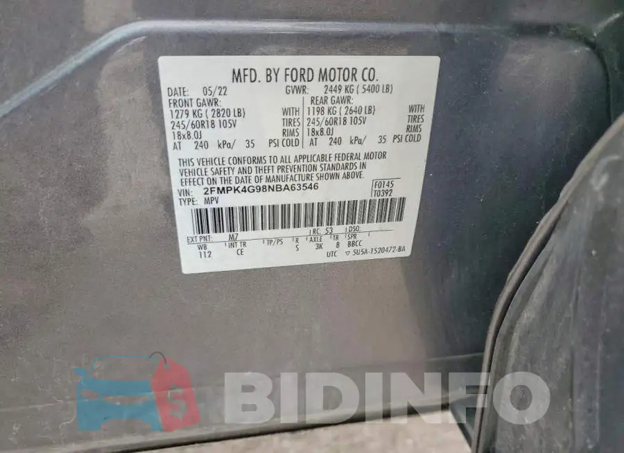 2FMPK4G98NBA63546 Photo# 13