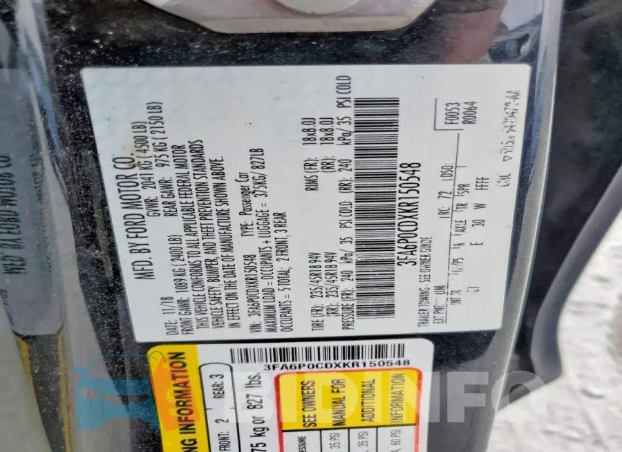 3FA6P0CDXKR150548 Photo# 12