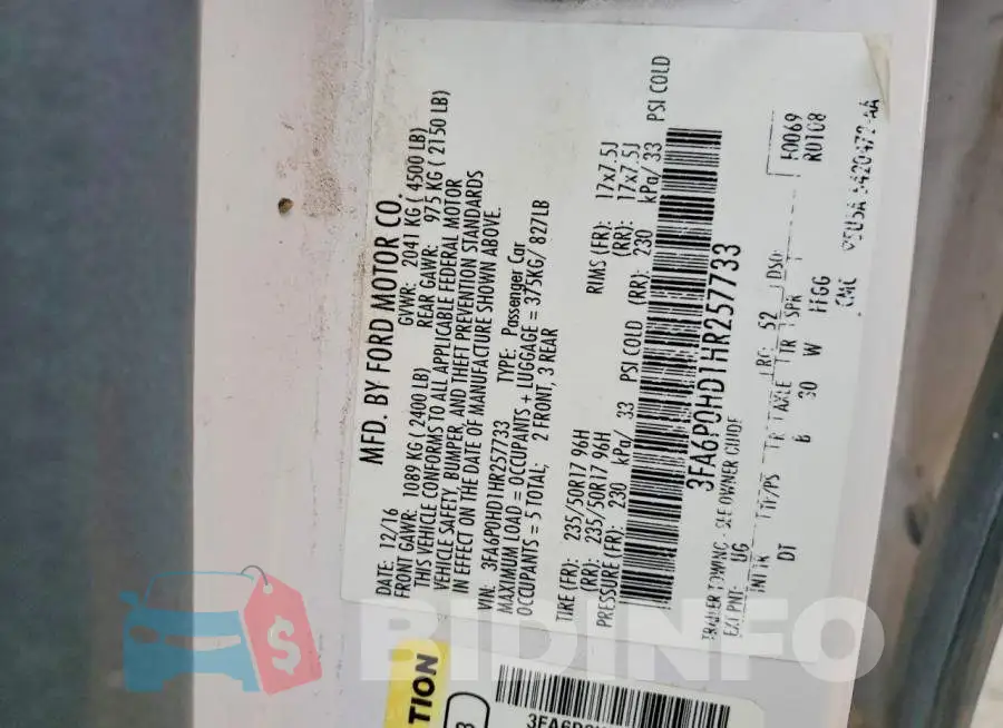 3FA6P0HD1HR257733 Photo# 12