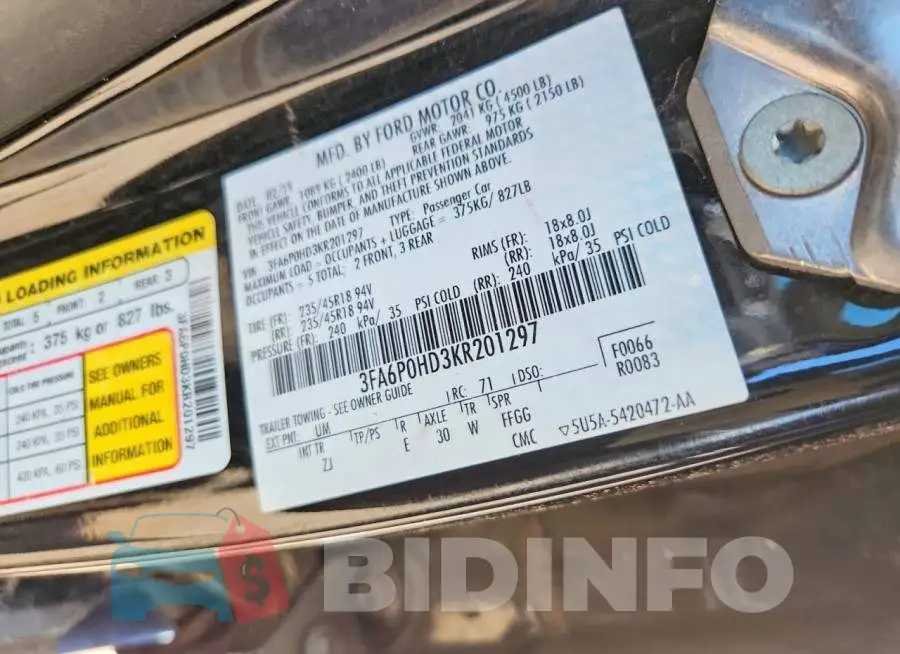 3FA6P0HD3KR201297 Photo# 12