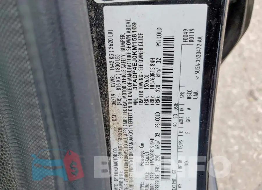 3FADP4EJ0KM158169 Photo# 12