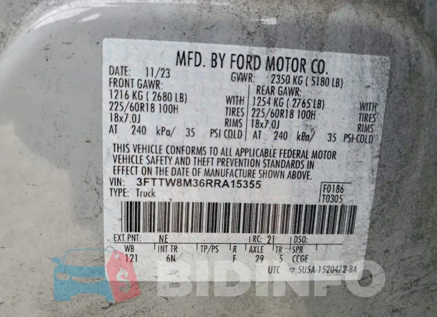 3FTTW8M36RRA15355 Photo# 13
