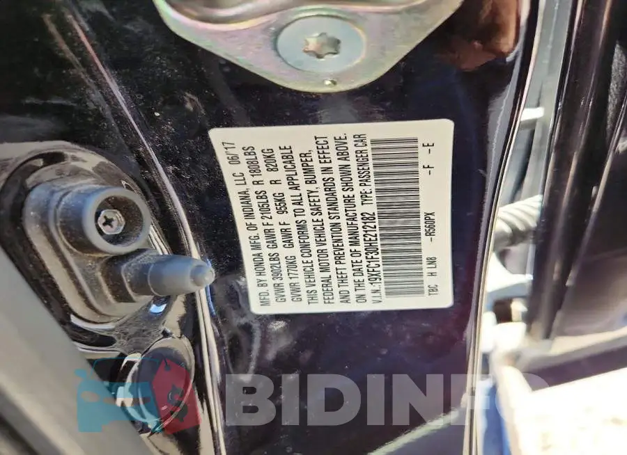 19XFC1F30HE212182 Photo# 14