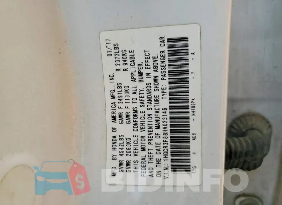 1HGCR3F88HA023146 Photo# 12