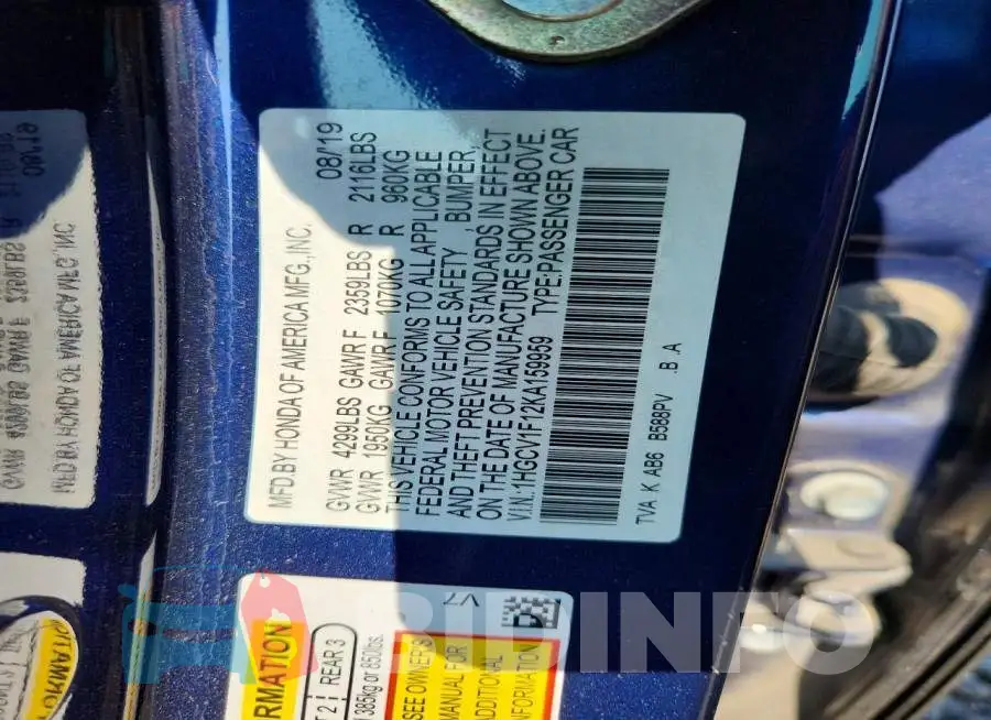 1HGCV1F12KA159959 Photo# 12