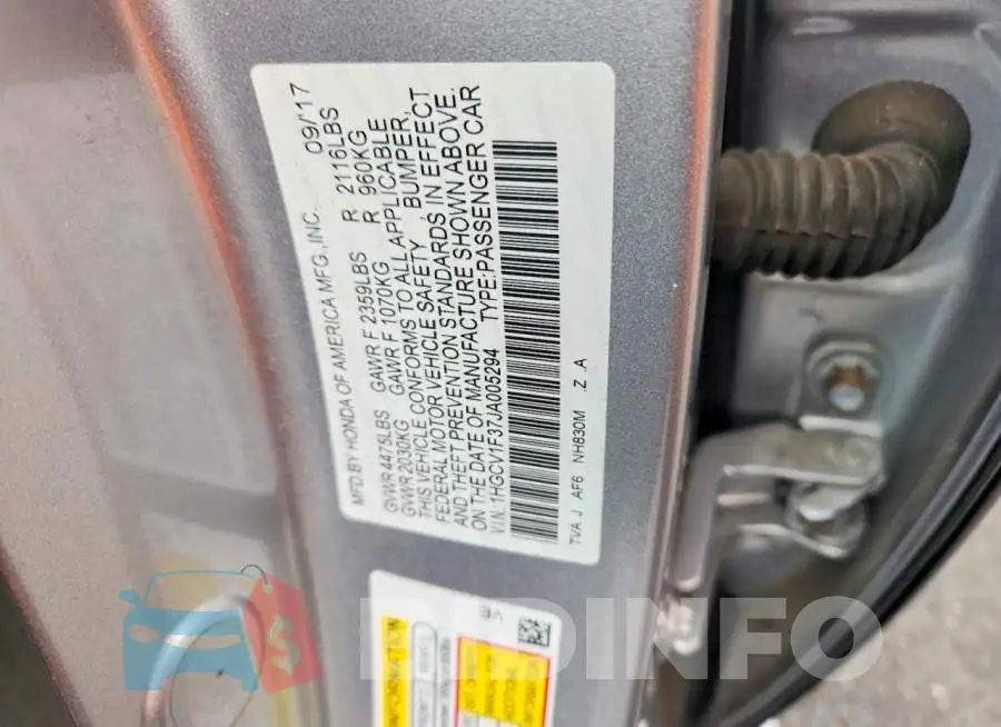 1HGCV1F37JA005294 Photo# 13