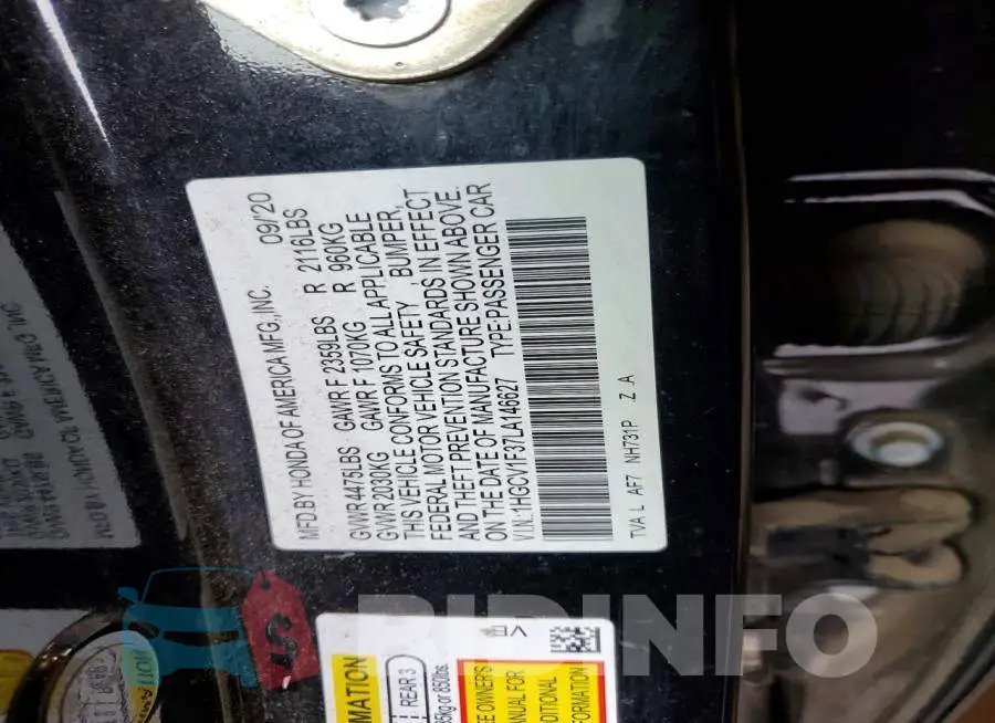1HGCV1F37LA146627 Photo# 12