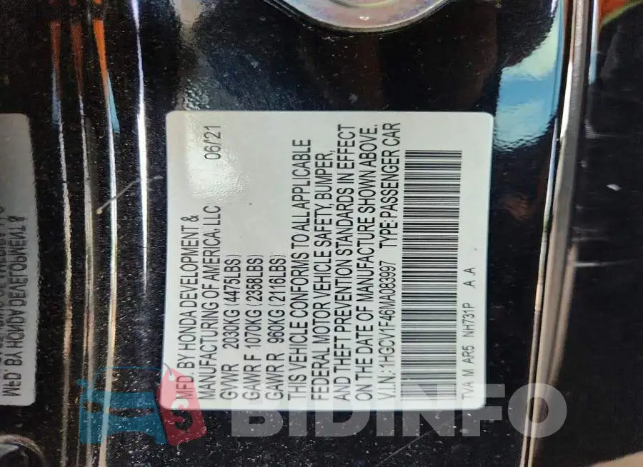 1HGCV1F46MA083997 Photo# 13