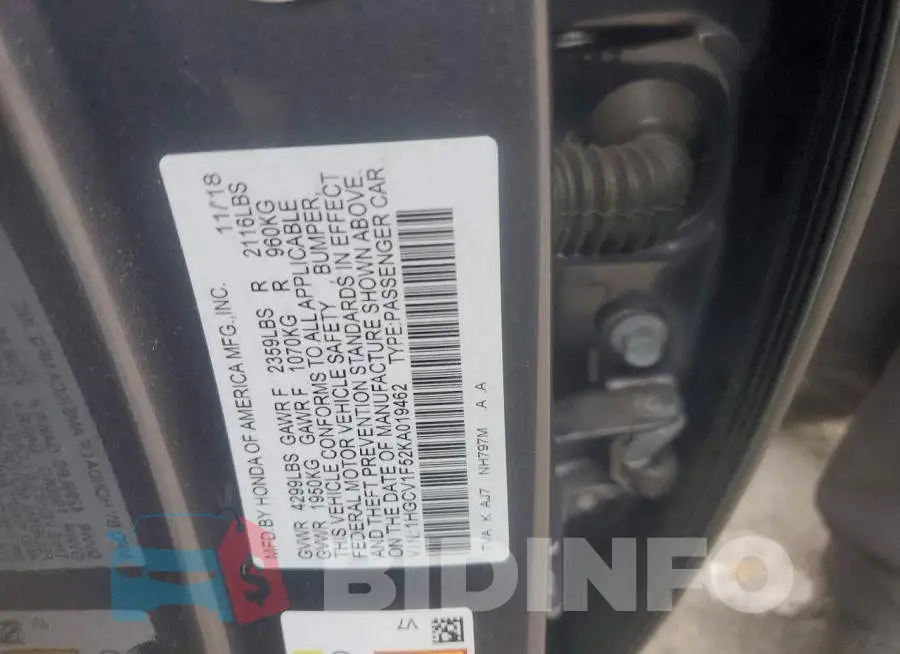 1HGCV1F52KA019462 Photo# 12