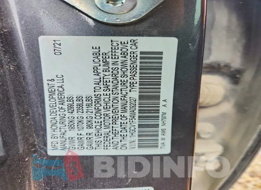 1HGCV1F54MA092027 Photo# 12