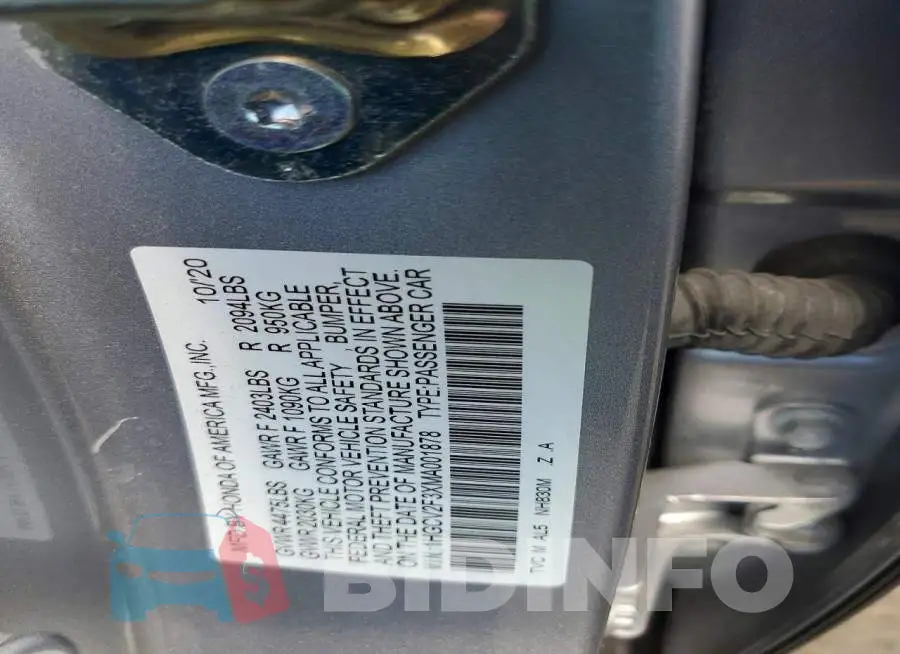 1HGCV2F3XMA001878 Photo# 12