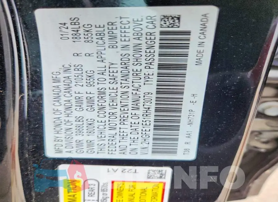 2HGFE1E51RH473079 Photo# 12