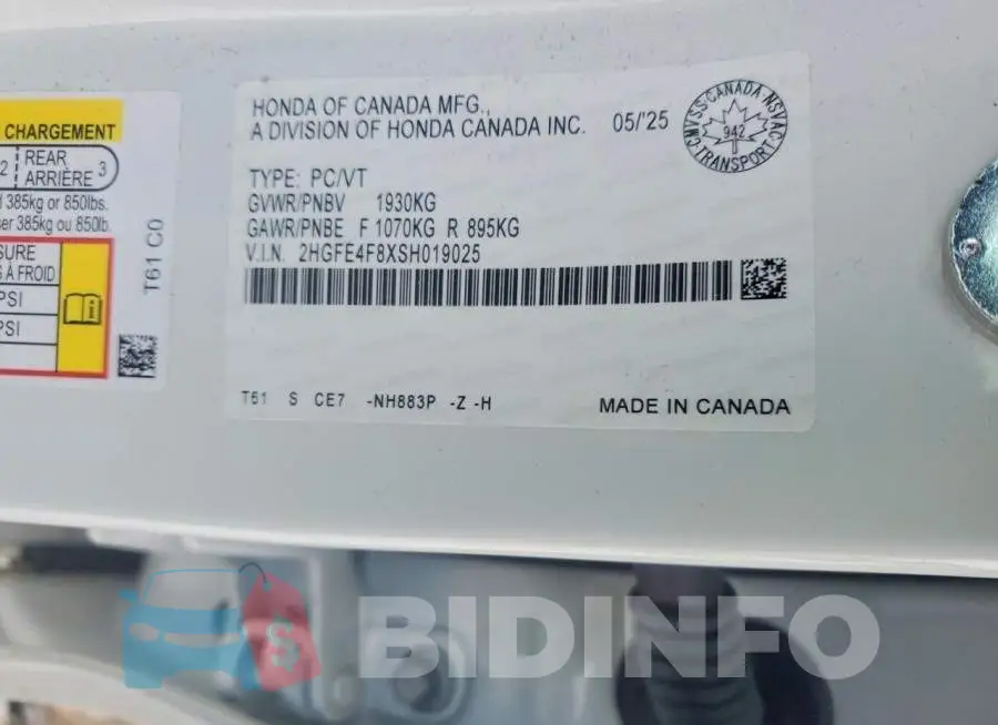 2HGFE4F8XSH019025 Photo# 12