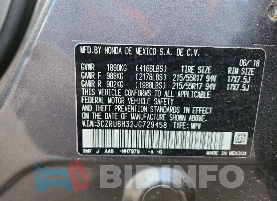 3CZRU6H32JG729458 Photo# 13