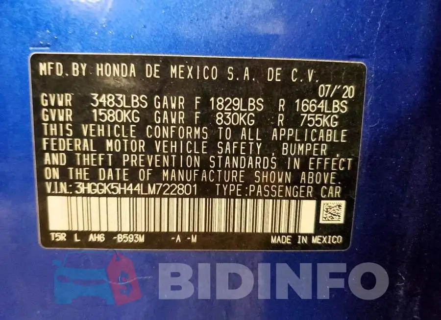 3HGGK5H44LM722801 Photo# 12