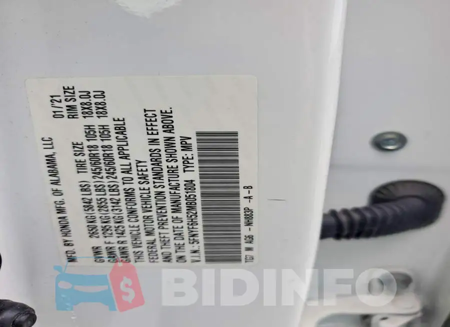 5FNYF6H52MB051804 Photo# 13