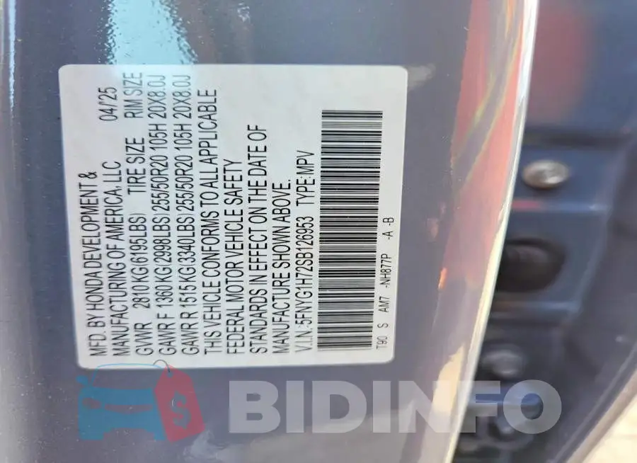 5FNYG1H72SB126953 Photo# 13