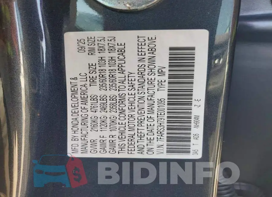 7FARS3H79TE001095 Photo# 12