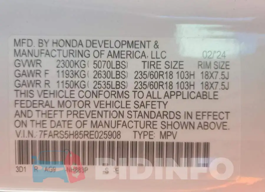 7FARS5H85RE025908 Photo# 14