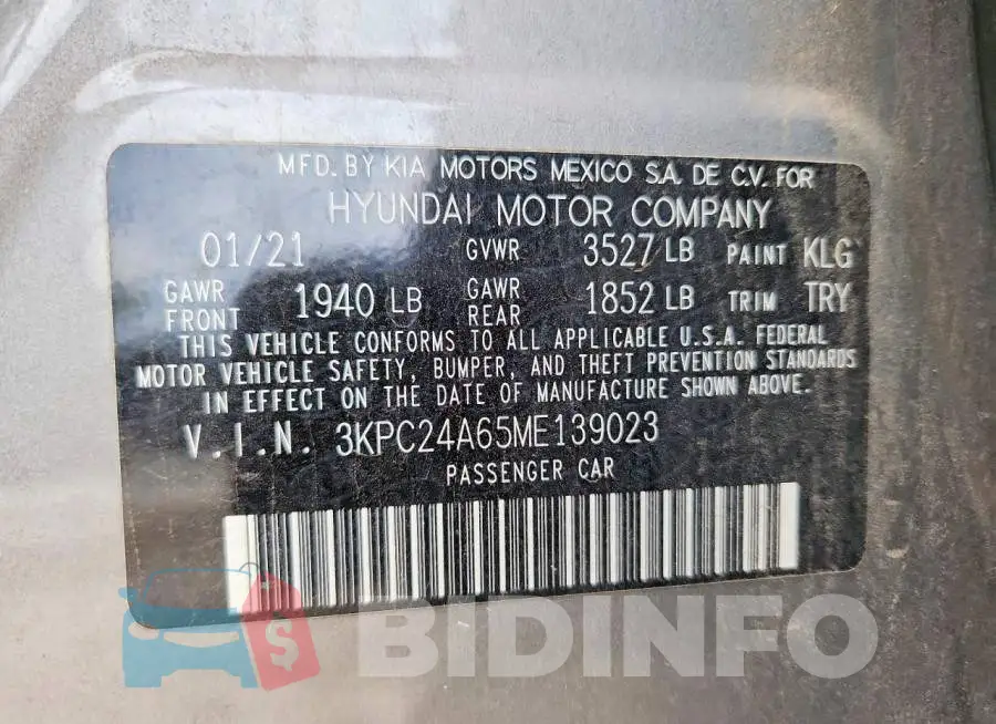 3KPC24A65ME139023 Photo# 12