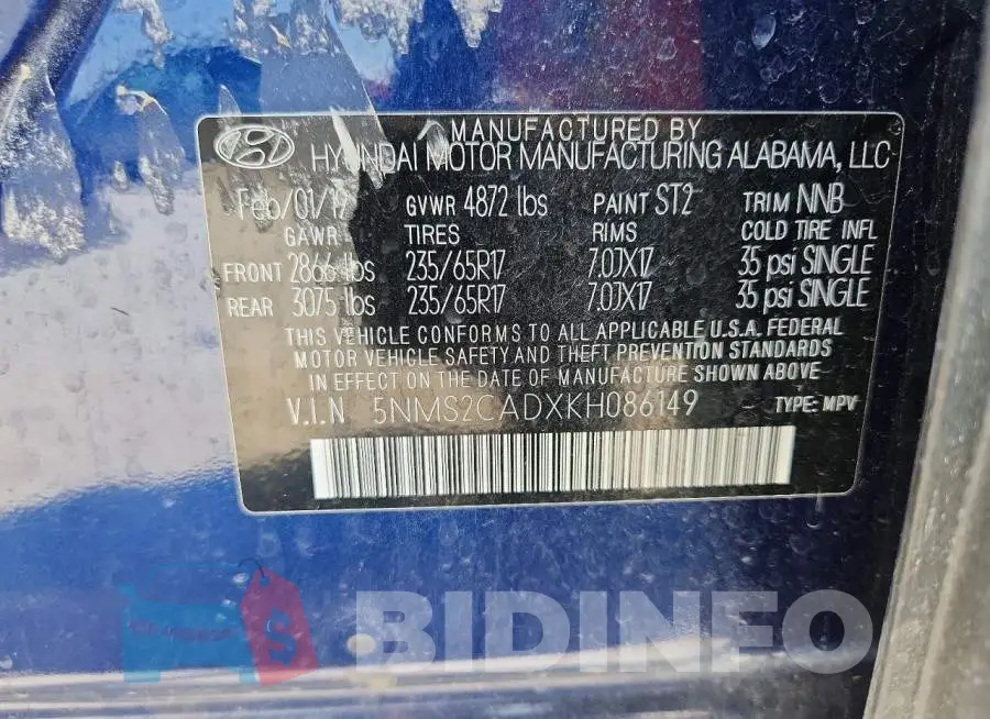 5NMS2CADXKH086149 Photo# 14