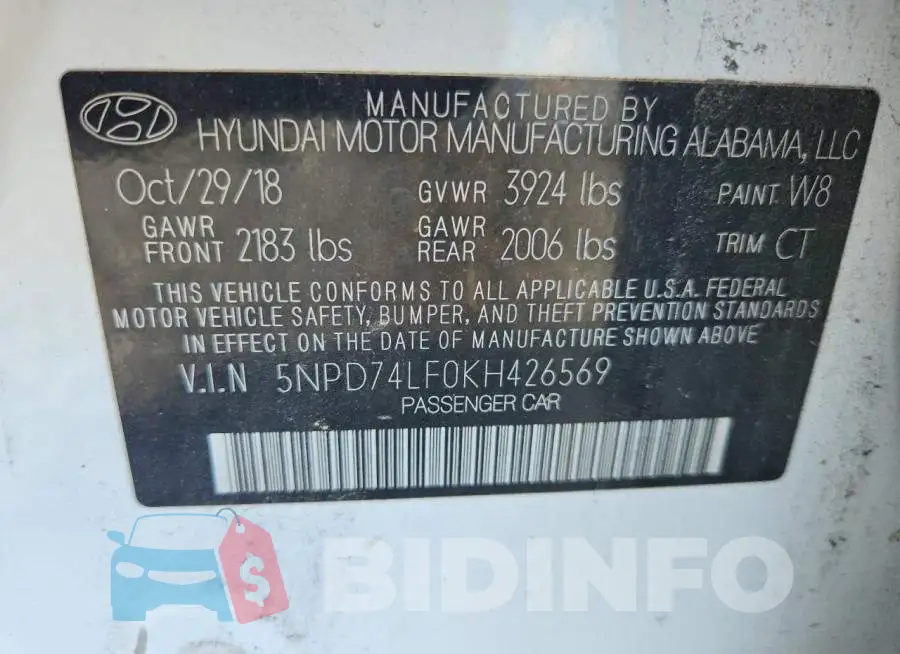 5NPD74LF0KH426569 Photo# 12