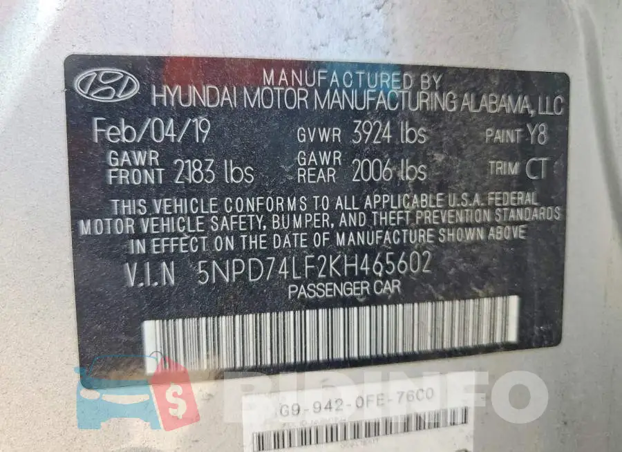 5NPD74LF2KH465602 Photo# 14