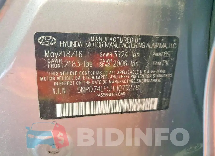 5NPD74LF5HH079278 Photo# 12