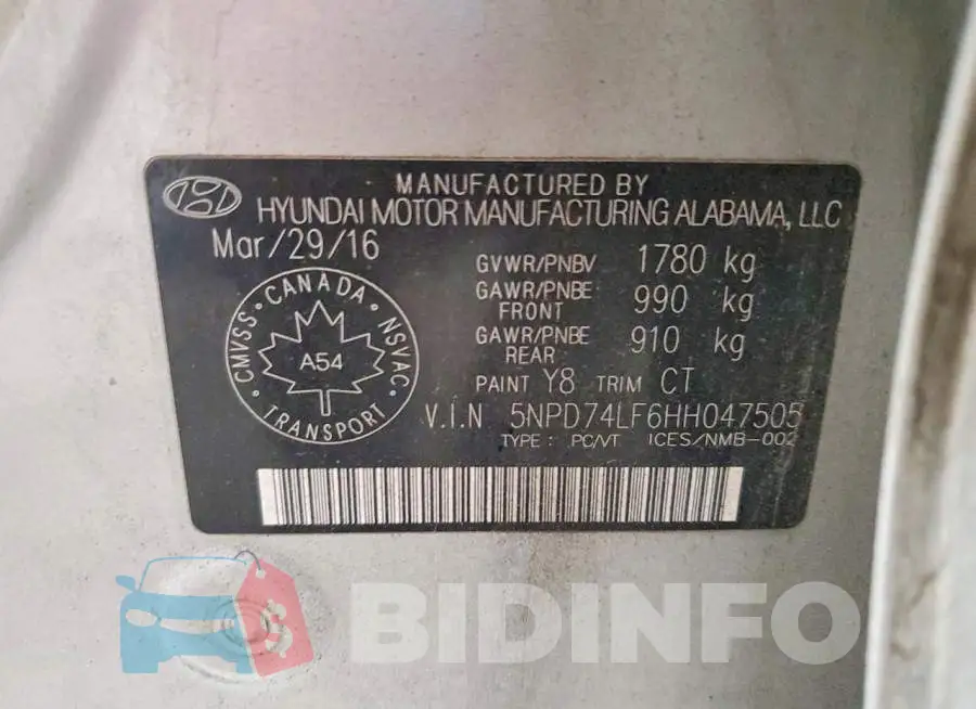 5NPD74LF6HH047505 Photo# 13