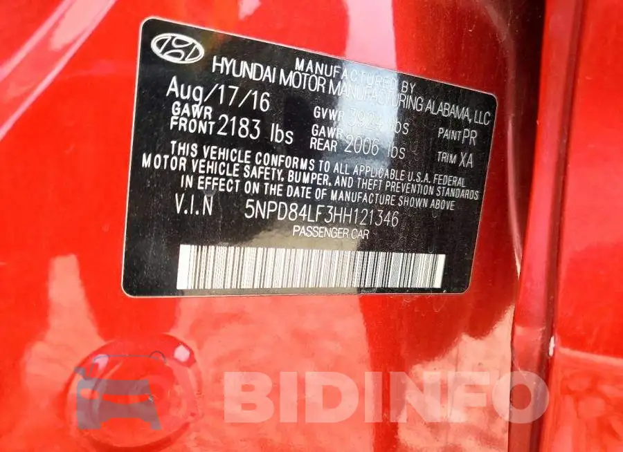 5NPD84LF3HH121346 Photo# 12