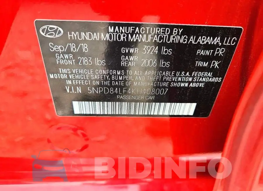 5NPD84LF4KH408007 Photo# 13