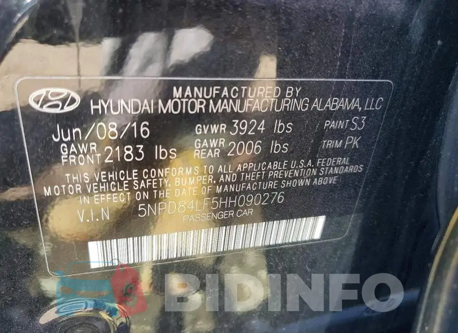 5NPD84LF5HH090276 Photo# 12