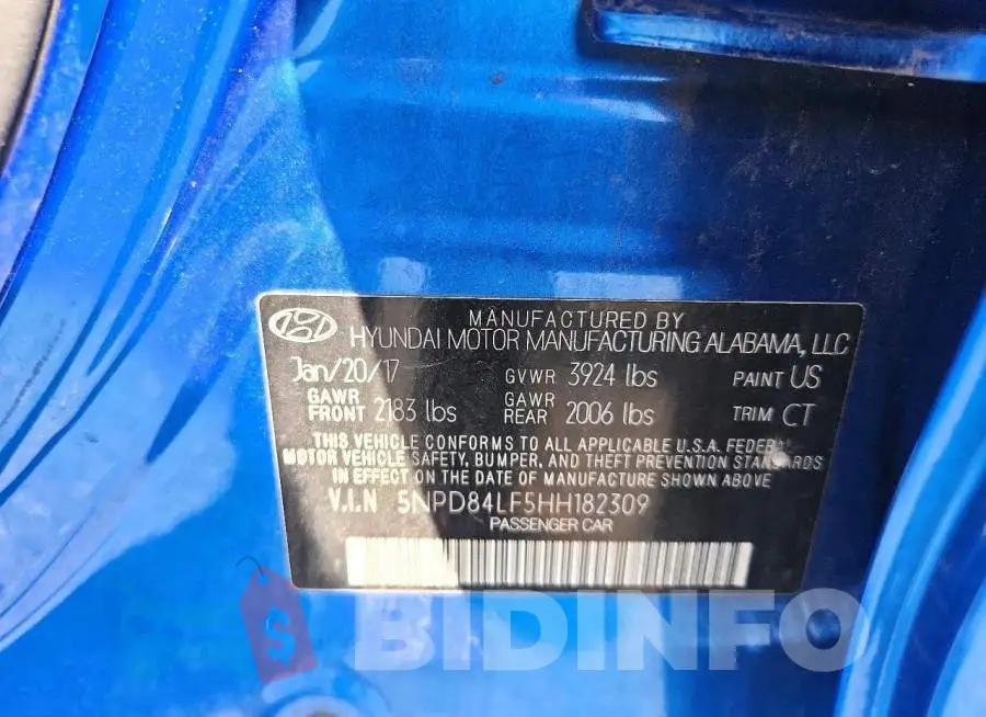 5NPD84LF5HH182309 Photo# 12