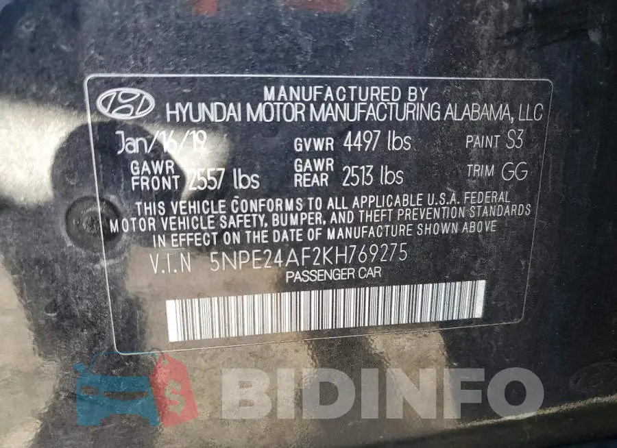 5NPE24AF2KH769275 Photo# 12