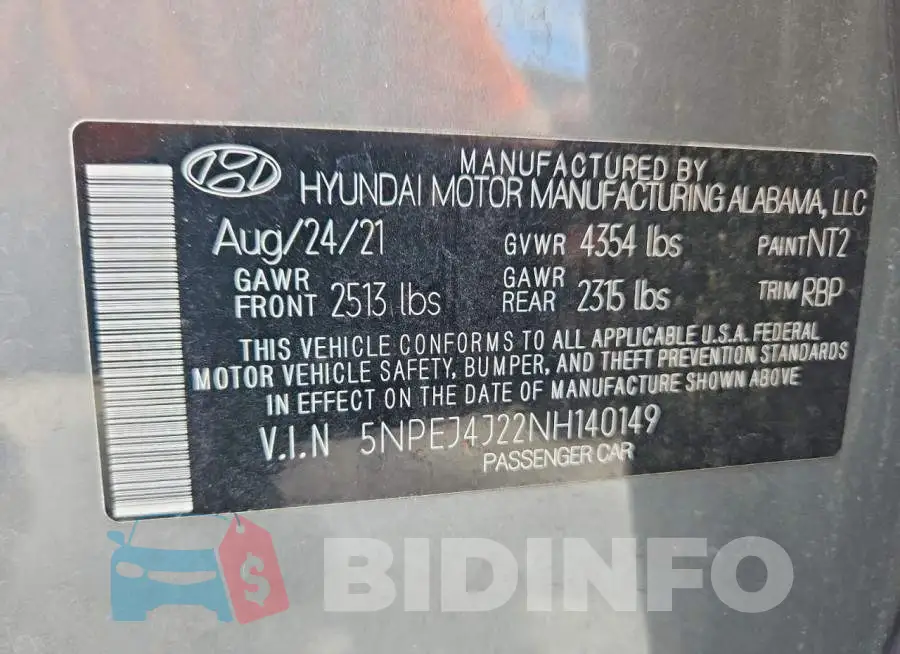 5NPEJ4J22NH140149 Photo# 13