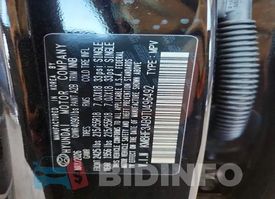 KM8HF3AB9TU496492 Photo# 14