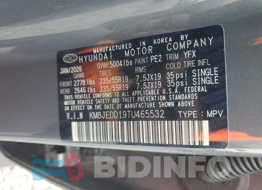 KM8JEDD19TU465532 Photo# 14