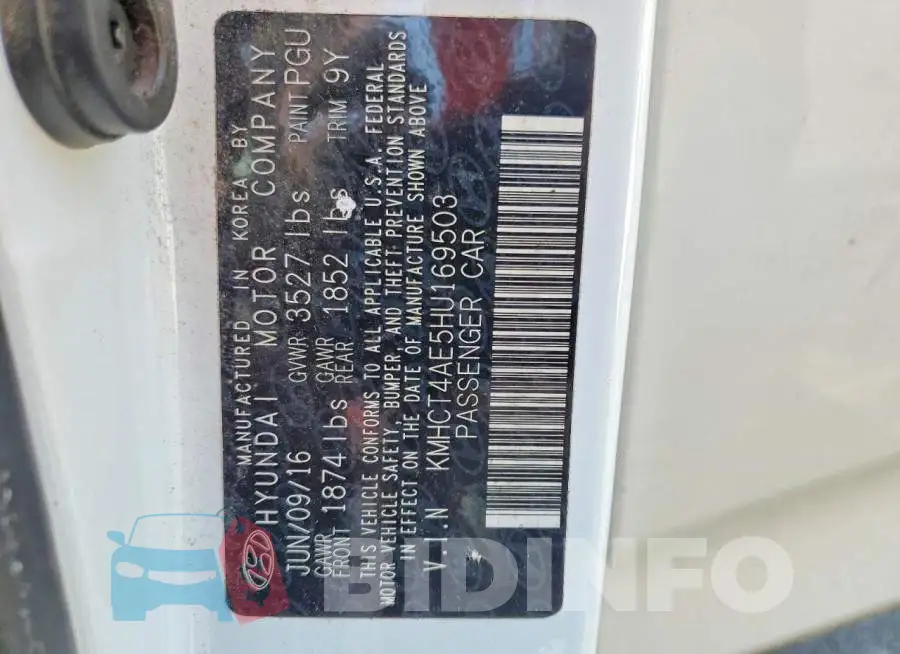 KMHCT4AE5HU169503 Photo# 12