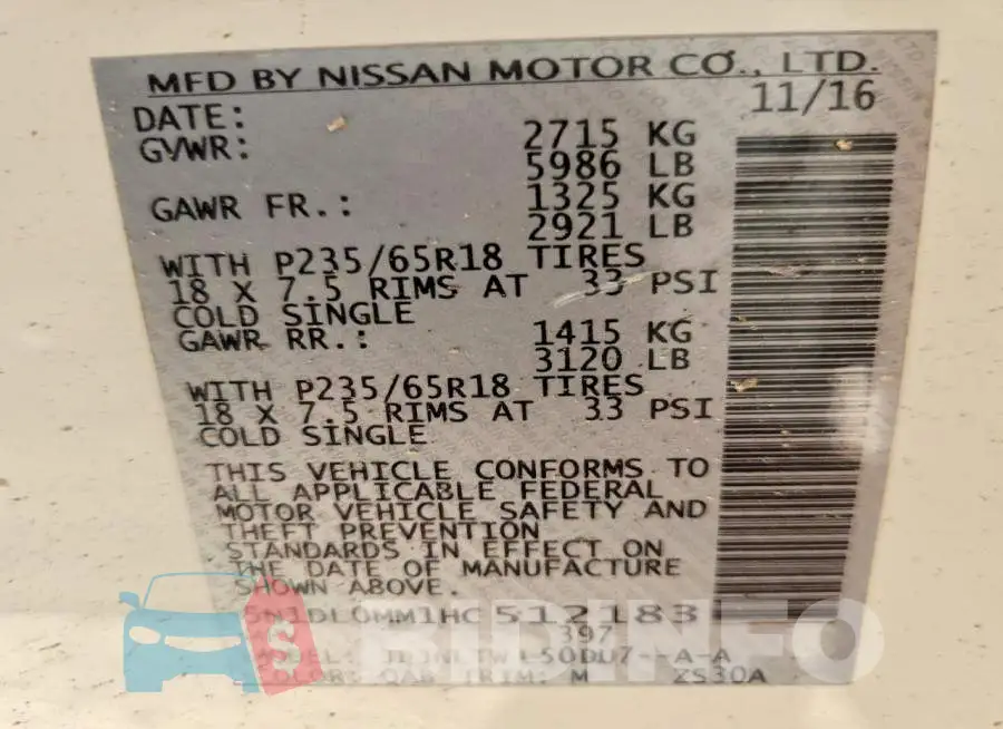 5N1DL0MM1HC512183 Photo# 14