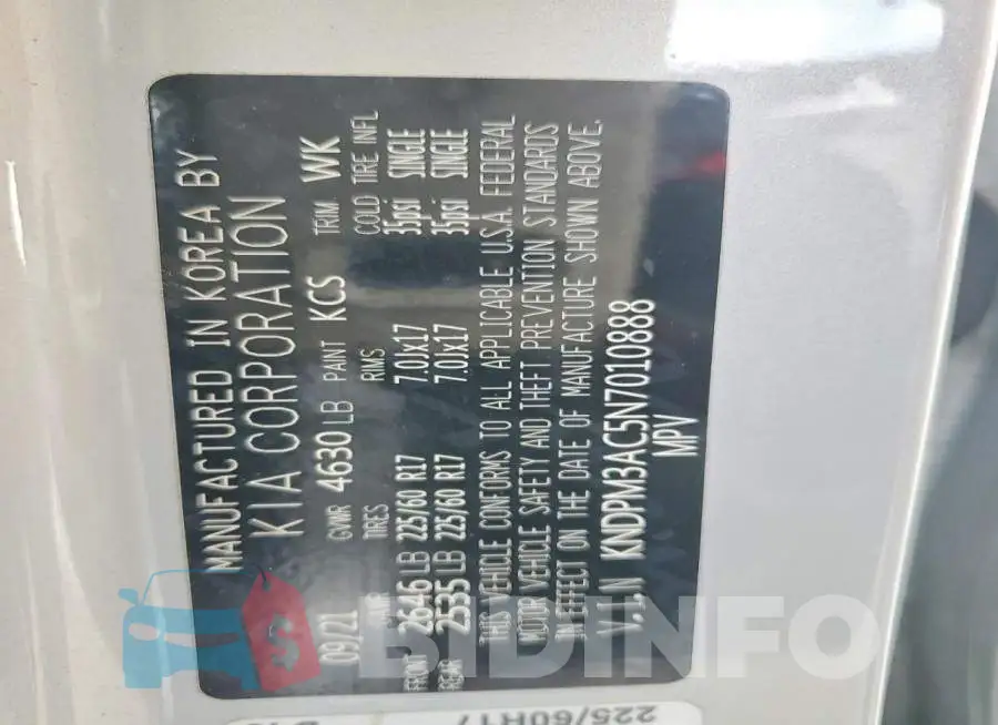 KNDPM3AC5N7010888 Photo# 13