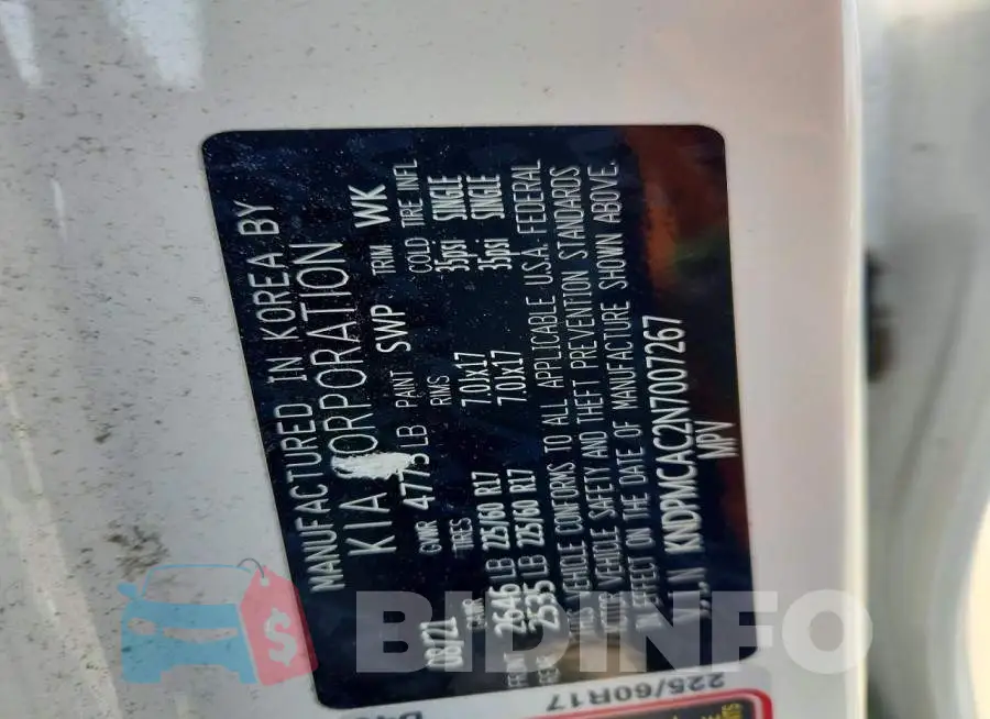 KNDPMCAC2N7007267 Photo# 14