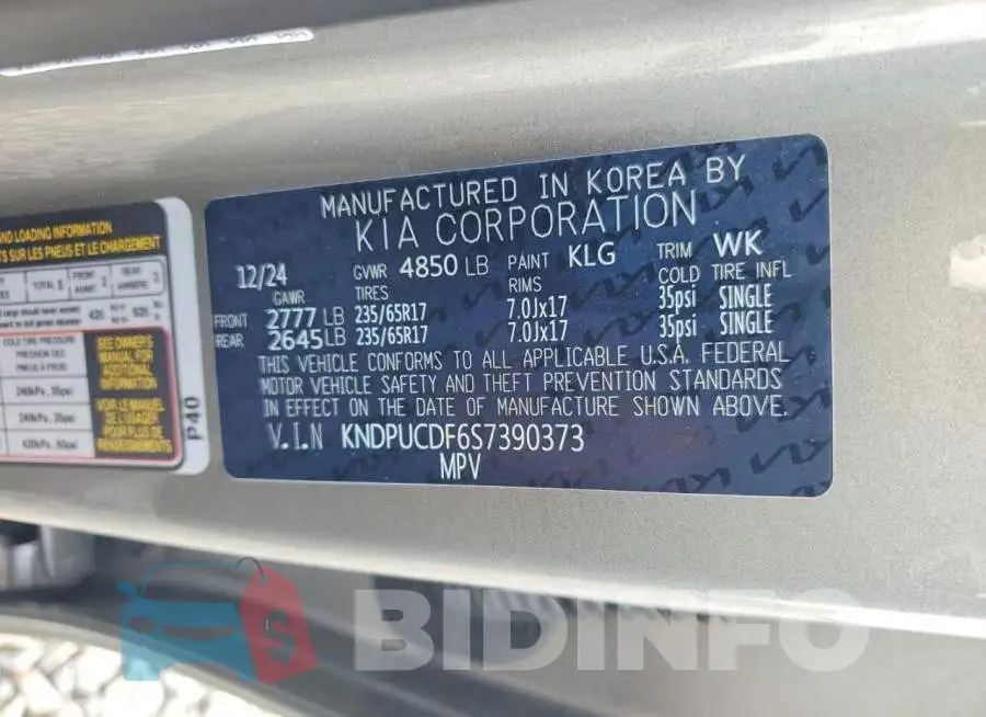 KNDPUCDF6S7390373 Photo# 12