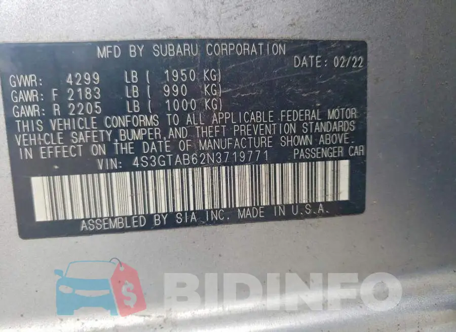 4S3GTAB62N3719771 Photo# 13
